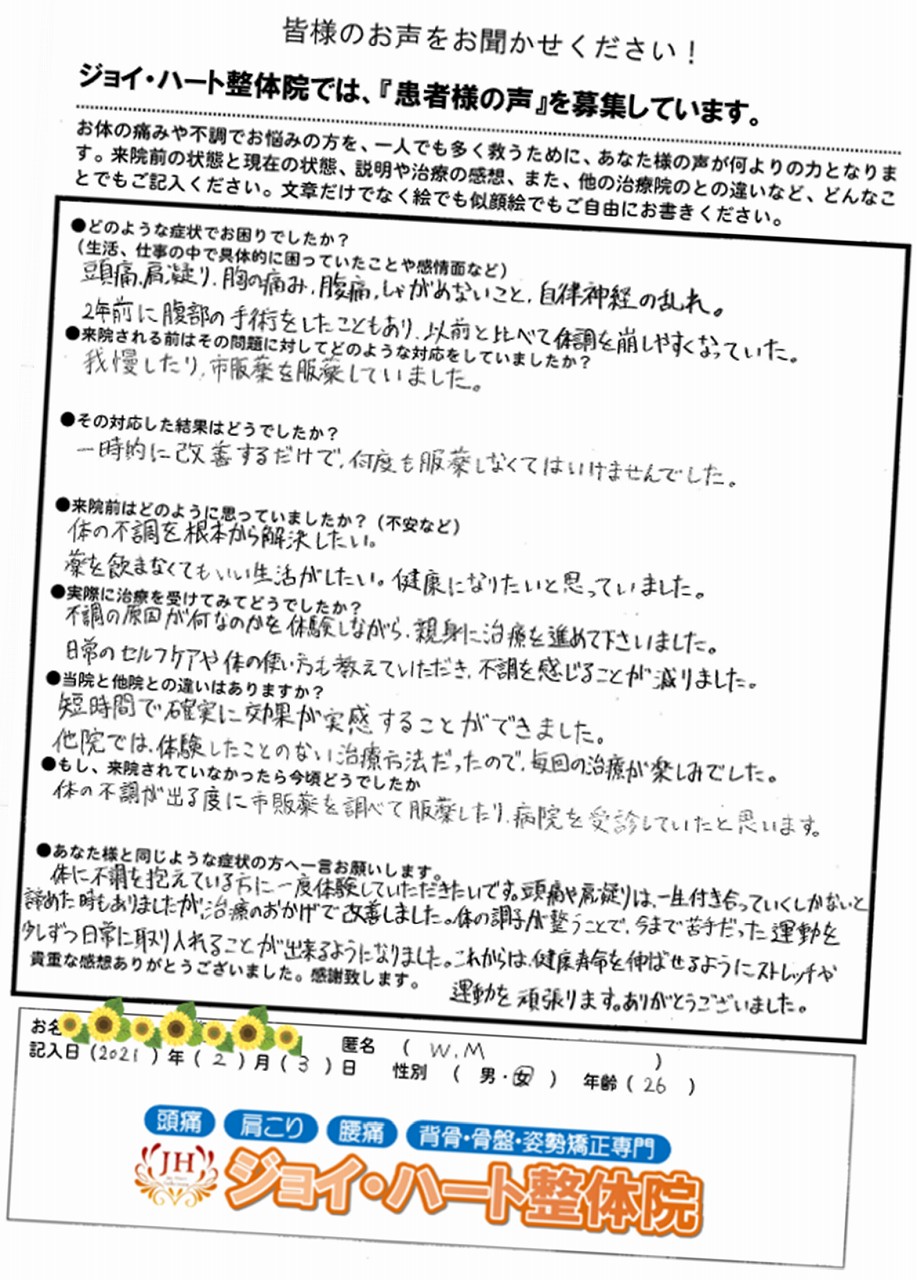 頭痛 肩こり 胸の痛み 腹痛 自律神経の乱れ 頭痛 肩こり 胸の痛み 腹痛 自律神経の乱れ