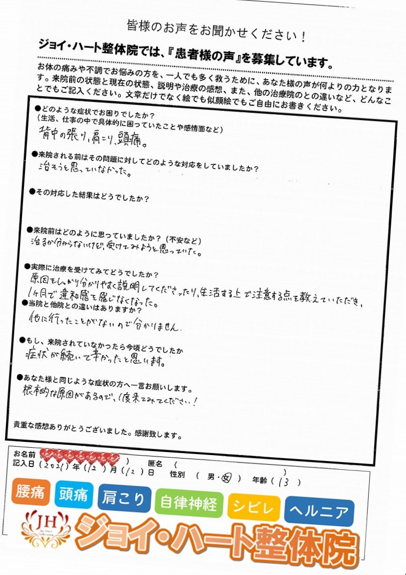 背中の張り 肩こり 頭痛 背中の張り 肩こり 頭痛